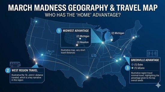 March Madness földrajzi útmutató: Mely csapatoknak lesz a legrövidebb utazási